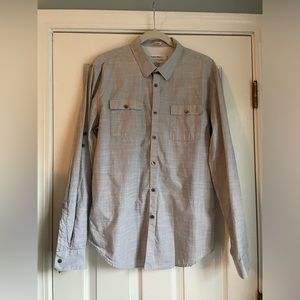 Calvin Klein Men’s Gray Slim Fit Button Down Shirt Long Sleeved Large